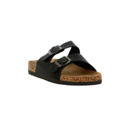 Sandalias con dos tiras y hebillas - Negro