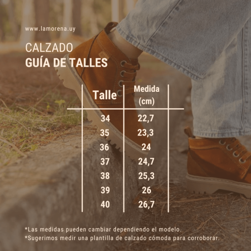 guía de talles calzado